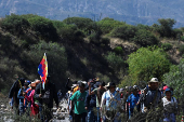 Supporters of former President Evo Morales continue with roadblocks on highway, in Parotani