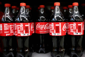 Bottles of Coca-Cola at a supermarket in Perros-Guirec