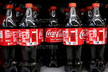 Bottles of Coca-Cola at a supermarket in Perros-Guirec
