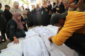 Funeral of Palestinians, who according to medics were killed in Israeli strikes, in Gaza City