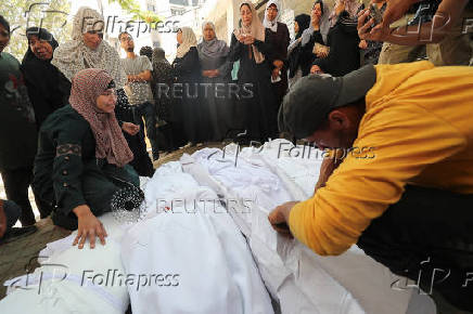 Funeral of Palestinians, who according to medics were killed in Israeli strikes, in Gaza City