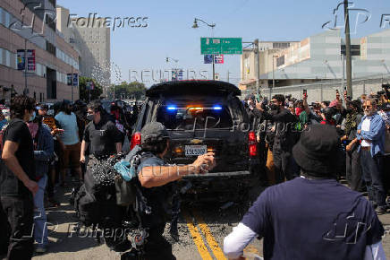 Protest following multiple detentions in downtown Los Angeles