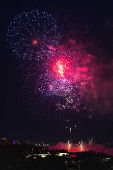 Fireworks explode near the Air Force Memorial, during a Fourth of July celebration at the White House in Washington