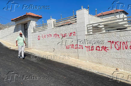 Aftermath of Israeli settlers? attack Christian village of Taybeh in the West Bank