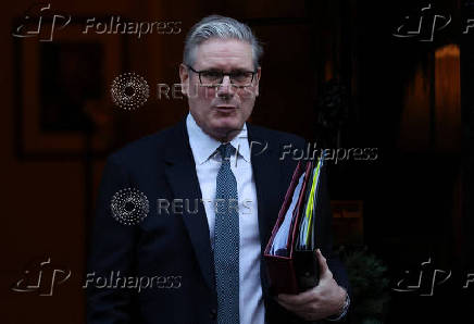 British Prime Minister Keir Starmer leaves 10 Downing Street in London