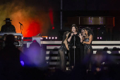 A cantora Lana Del Rey durante seu show no festival Mita, no vale do Anhangabaú