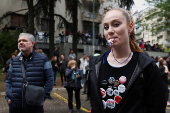Students block access to the state broadcaster Radio Television of Serbia (RTS), demanding fair and unbiased reporting, in Belgrade