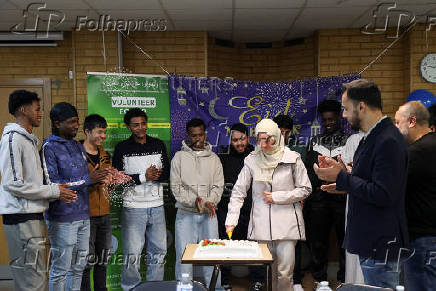 Khizra Mosque hosts a lunch as part of its Eid al-Adha celebrations, in Manchester