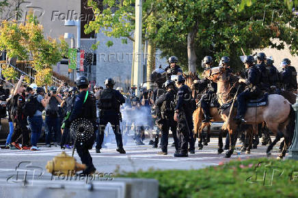 Protest against federal immigration sweeps, in Los Angeles
