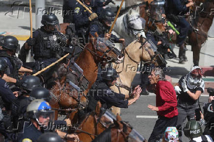 Protest against federal immigration sweeps, in Los Angeles