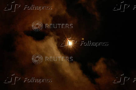 Missiles launched from Iran towards Israel are seen from Tubas
