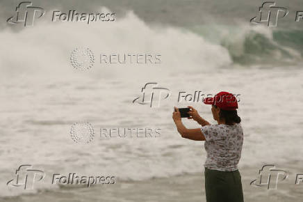 FILE PHOTO: Hurricane Erick strengthens off Mexico's Pacific Coast, in Puerto Escondido