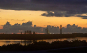 A Falcon 9 rocket stands at Launch Complex 39-A during sunrise as the Axiom-4 crewed mission prepares for its lauch to the International Space Station