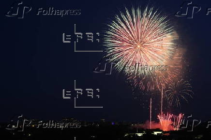 Fireworks illuminate the Washington Monument on Independence Day