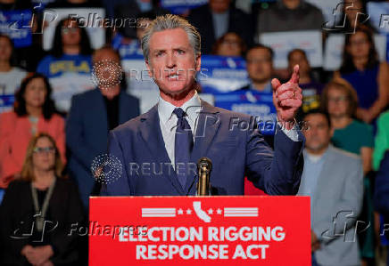 California Gov. Gavin Newsom makes redistricting announcement in Los Angeles, CA