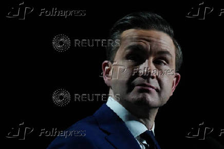 Conservative Leader Pierre Poilievre attends a press conference after the French-language federal election debate, in Montreal