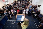 White House press secretary Leavitt holds a briefing at the White House in Washington, U.S.