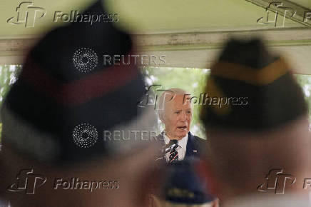 Former U.S. President Biden attends a ceremony at Veterans Memorial Park in New Castle