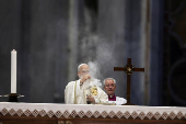 Pope Leo XIV celebrates a Mass for the Jubilee of Sport in St. Peter's Basilica, at the Vatican