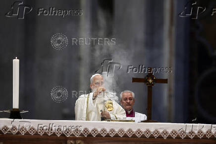 Pope Leo XIV celebrates a Mass for the Jubilee of Sport in St. Peter's Basilica, at the Vatican