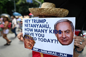 Filipino activists hold protest near U.S. Embassy in Manila