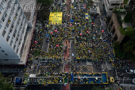 Demonstration in support of former Brazilian President Bolsonaro, ahead of his trial in the Supreme Federal Court, in Sao Paulo