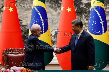 Chinese President Xi Jinping meets Brazil's President Luiz Inacio Lula da Silva in Beijing