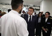 French President Macron inaugurates EssilorLuxottica laboratory in Wissous