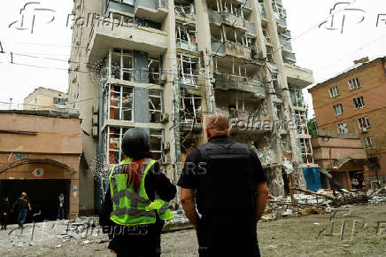 Aftermath of a Russian drone strike, amid Russia's attack on Ukraine, in Kyiv,