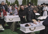Ukraine bids farewell to three children killed in Russian attack in Zhytomyr region