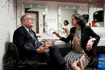 Former City Comptroller Scott Stringer sits before the New York City Democratic Mayoral Primary Debate, in New York City