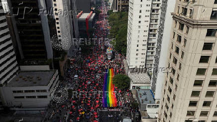 LGBTQ+ annual Pride parade in Sao Paulo, Brazil