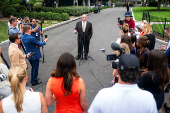 U.S. President Donald Trump's border czar Tom Homan speaks to the media outside the White House in Washington