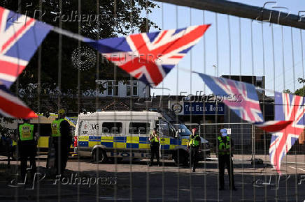 FILE PHOTO: Protesters gather at migrant hotels in cities across Britain