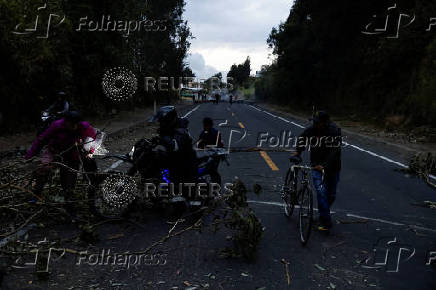Indigenous groups protest against diesel subsidy cuts, in San Agustin de Cajas