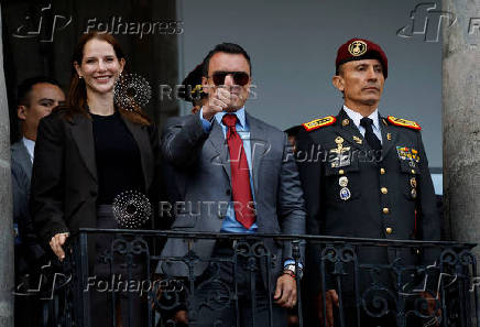 Ecuador's President Daniel Noboa attends a military change of guard ceremony in Quito