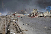 Smoke rises following an explosion at the Shahid Rajaee port in Bandar Abbas