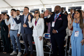 Naturalization ceremony for new U.S. citizens aboard USS New York in Fort Lauderdale