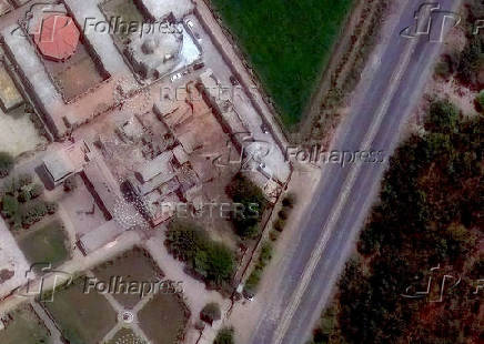 A satellite image shows a closer view of buildings damaged following airstrikes in Bahawalpur