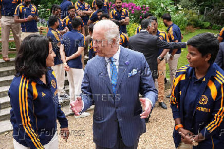 King Charles III meets members of the India men's and women's Test cricket teams in London
