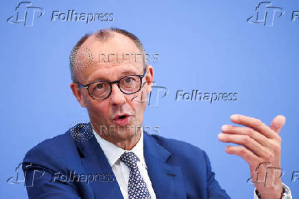 German Chancellor Merz holds press conference in Berlin