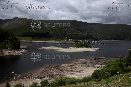 A view shows part of the exposed floor of the Haweswater Reservoir where in spite of recent rainfall, water levels remain unseasonably low