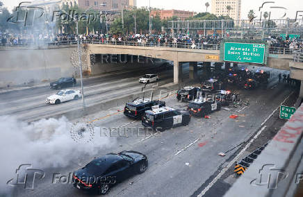 Protest following multiple detentions in downtown Los Angeles