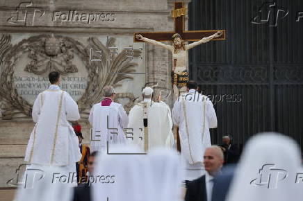 Pope Leo XIV presides over mass outside Rome's Archbasilica of Saint John Lateran