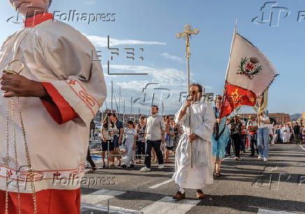 Traditional Feast of the Assumption procession along the port of Nice