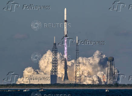 Blue Origin New Glenn rocket carrying two satellites for NASA's EscaPADE mission to orbit Mars launches from Cape Canaveral Space Force Station in Cape Canaveral