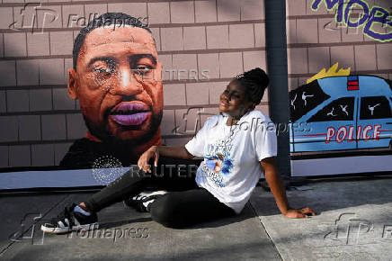 Community Members gather for the 5th anniversary of George Floyd's death, in Houston, Texas
