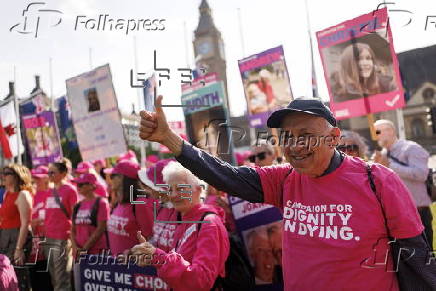 Protests ahead of debate on the assisted dying bill in Parliament
