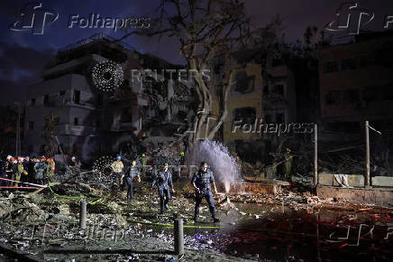 Aftermath of missile attack from Iran on Israel