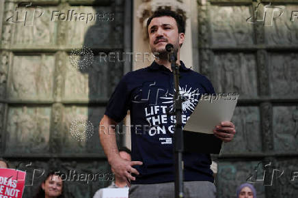 Welcome rally for Columbia University graduate student Mahmoud Khalil, in New York City